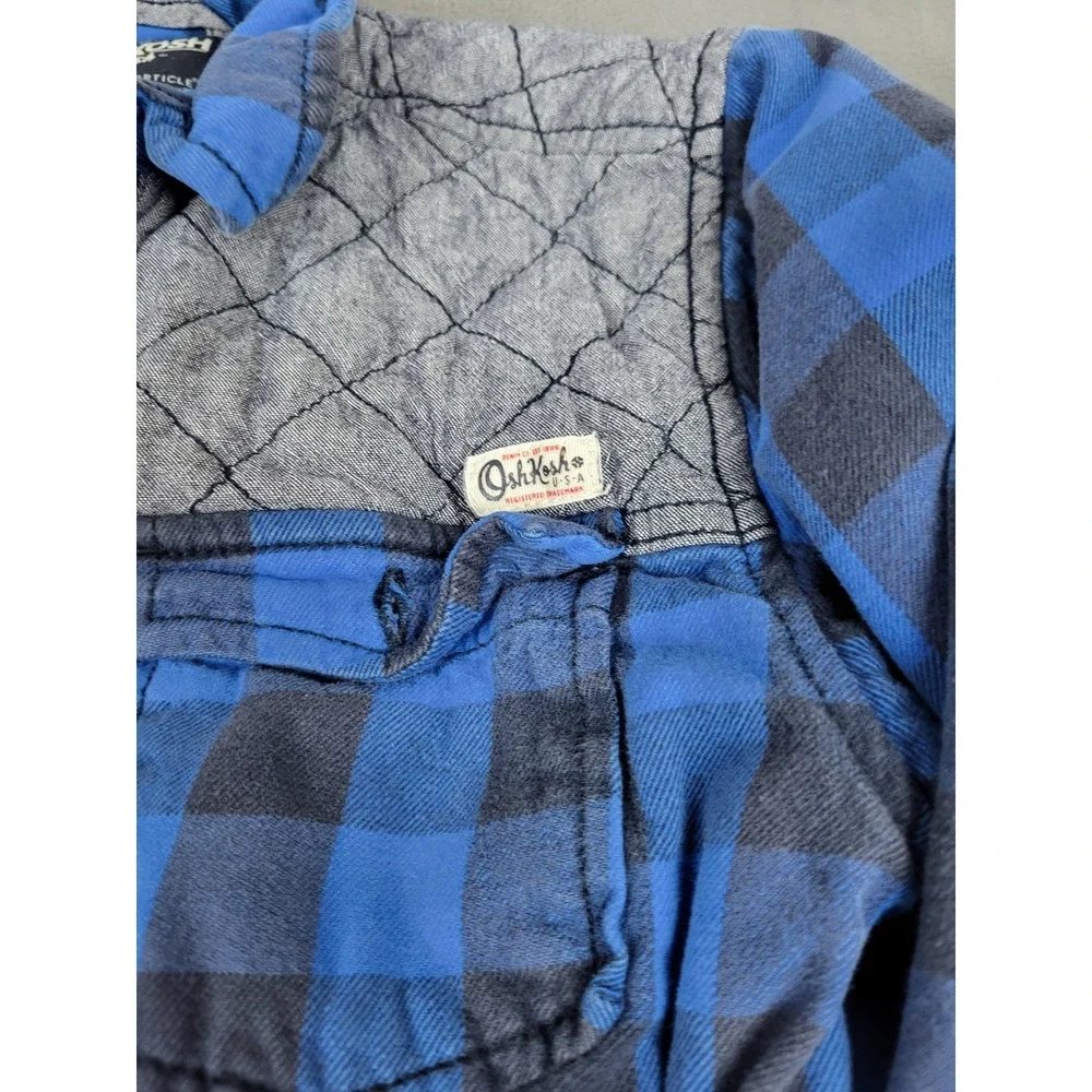 Oshkosh Bgosh Flannel lined Shirt Kids 10‎ Blue Check Plaid Outdoor Lightweight